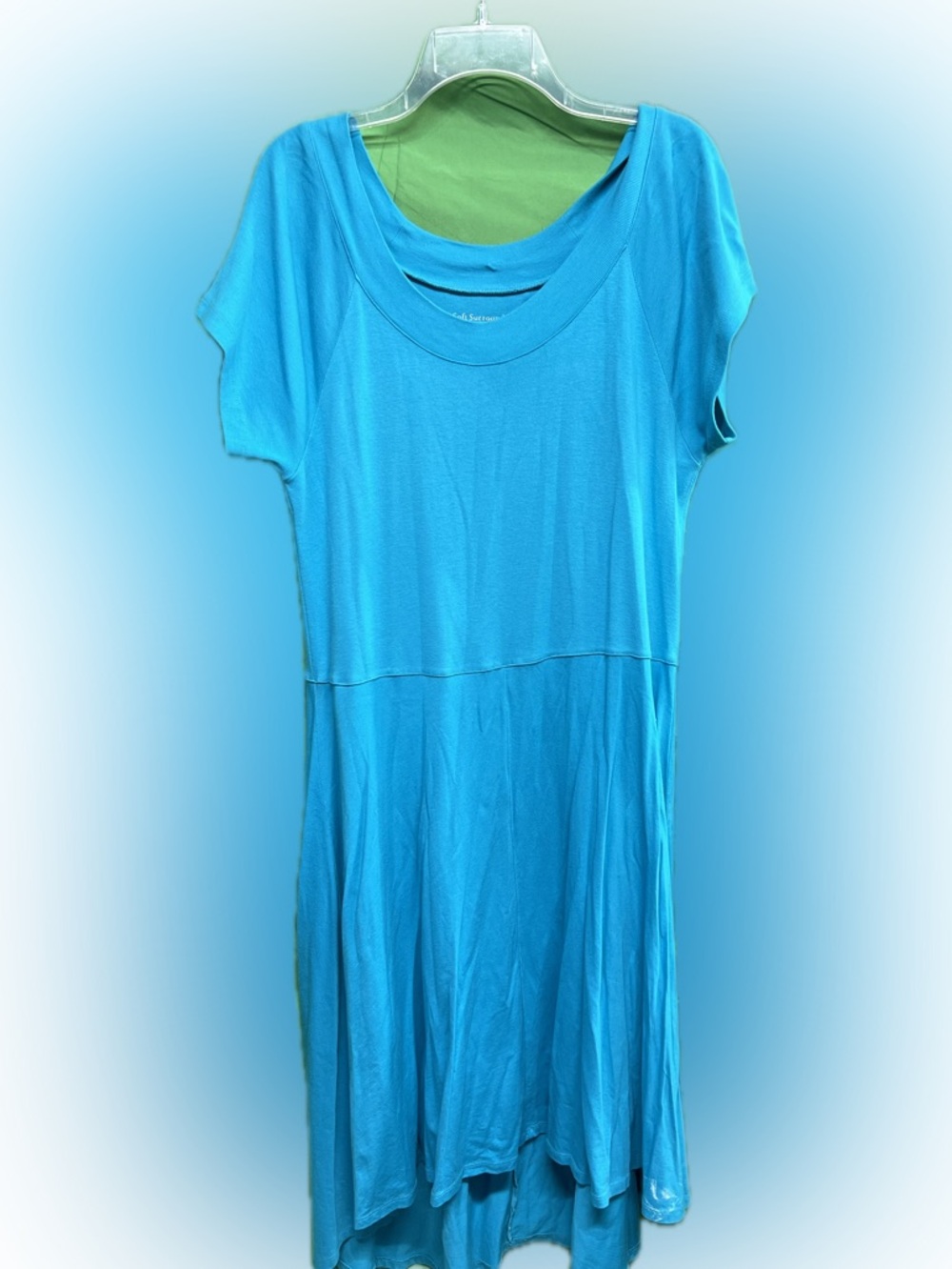 Soft Surroundings Petite Teal Short-Sleeve Dress
